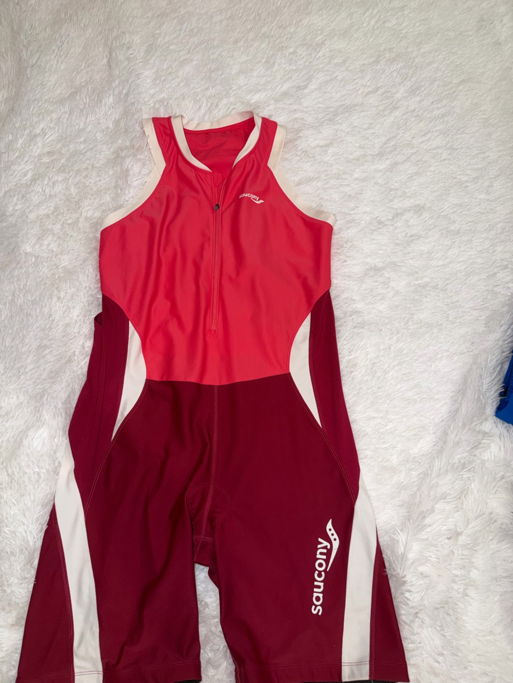 Saucony Women's Triathlon Suit Two-Tone Front-Zip One-Piece Swimsuit size XL